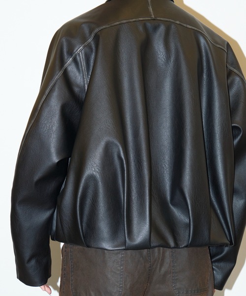 CONZ ブルゾン アウター BALOON ZIP UP JACKET FAUX LEATHER メンズ
