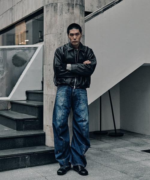 CONZ ブルゾン アウター BALOON ZIP UP JACKET FAUX LEATHER メンズ