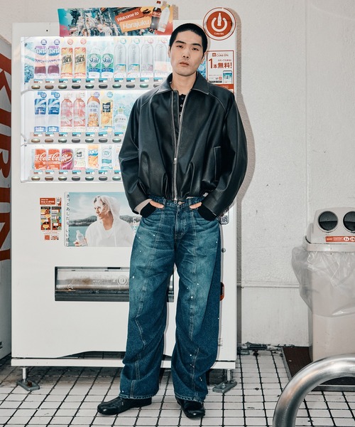 CONZ ブルゾン アウター BALOON ZIP UP JACKET FAUX LEATHER メンズ