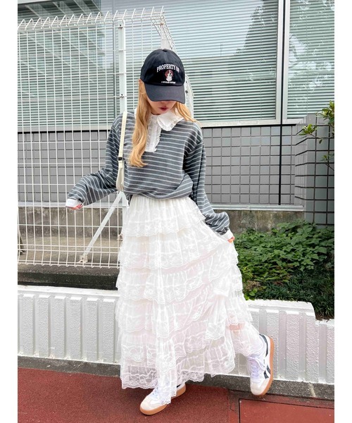 WC ブラウス シャツ レースパイピングラガーシャツ レディース