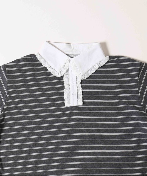 WC ブラウス シャツ レースパイピングラガーシャツ レディース