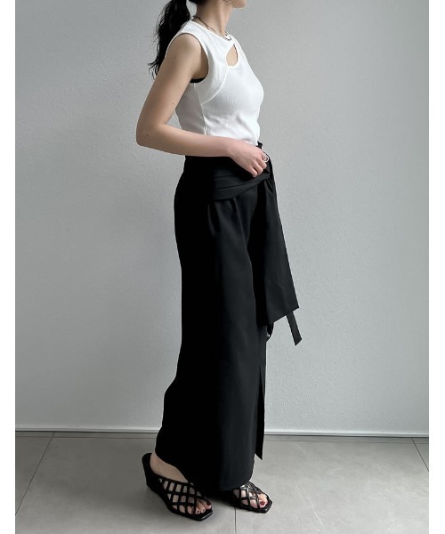 「Re:EDIT」 ロングスカート SHORT カーキ レディース_画像4