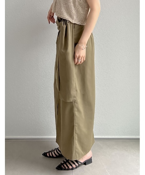 「Re:EDIT」 ロングスカート SHORT カーキ レディース_画像5