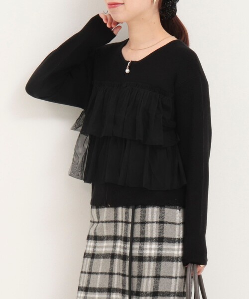 MICO COULIER（ミコクリエ） ニット セーター チュールフリルジップ