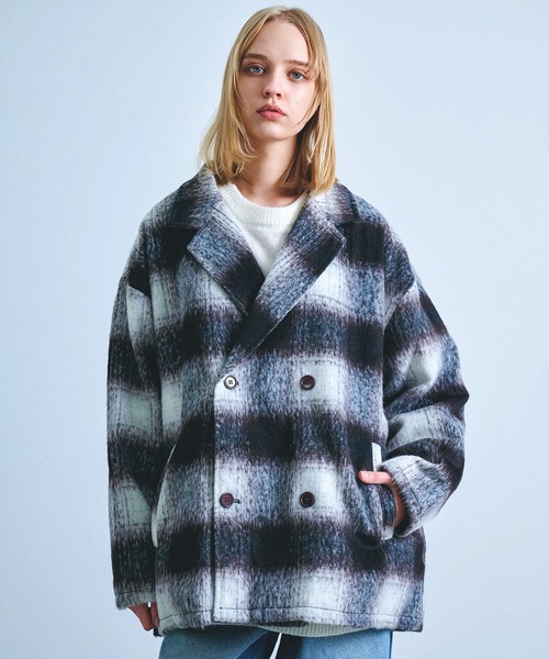 【バビロン】 シャギージャケットコート ジャコット ダブルブレスト Pコート バビロン】 シャギージャケットコート ジャコット ダブルブレスト P