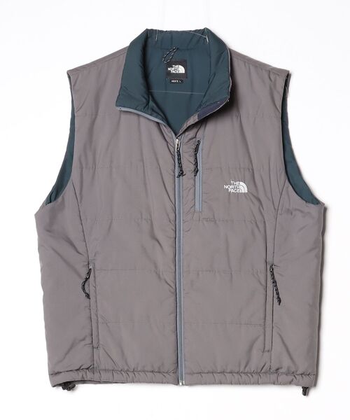 ノースフェイス 中綿ベスト ジップアップ 刺繍ロゴ グレー ワンポイント L THE NORTH FACE（ザ ノースフェイス） 刺繍ベスト L グレー メンズ