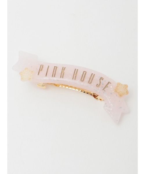 PINK HOUSE（ピンクハウス） ヘアクリップ ラメ入り星ロゴバレッタ