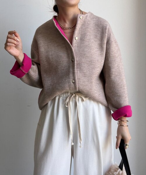 DouDou（ドゥドゥ） カーディガン 「WEB限定」ダブルフェイスニット