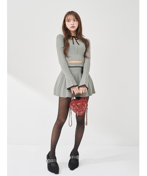 darich ウエストオープンリボンデザインニットミニワンピース FL GRY Darich ウエストオープンリボンデザインニットミニワンピース GRY