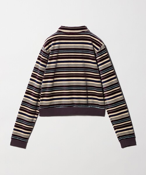 6 tシャツ 「6(ROKU)」ベロア ボーダー ポロシャツ レディース