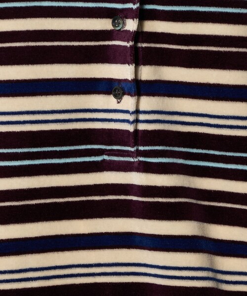 6 tシャツ 「6(ROKU)」ベロア ボーダー ポロシャツ レディース