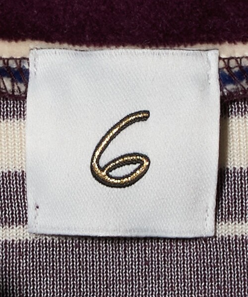 6 tシャツ 「6(ROKU)」ベロア ボーダー ポロシャツ レディース