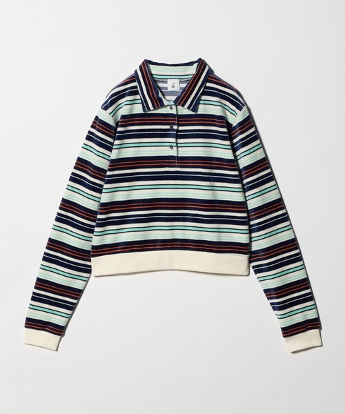 6 tシャツ 「6(ROKU)」ベロア ボーダー ポロシャツ レディース