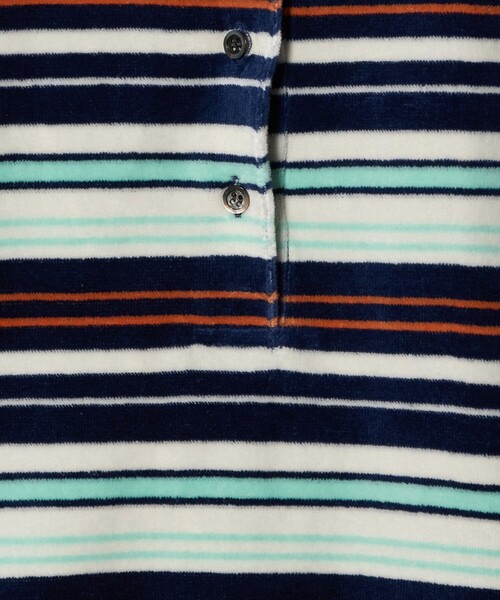 【新品未使用】＜6(ROKU)＞ベロア ボーダー ポロシャツ 6 tシャツ 「6(ROKU)」ベロア ボーダー ポロシャツ レディース