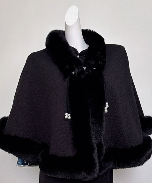 gossip!ロサンゼルス ポンチョ 「Y2Kガーリー」レトロファー付き