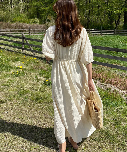 「LAUIR」 半袖ワンピース LARGE アイボリー レディース_画像5