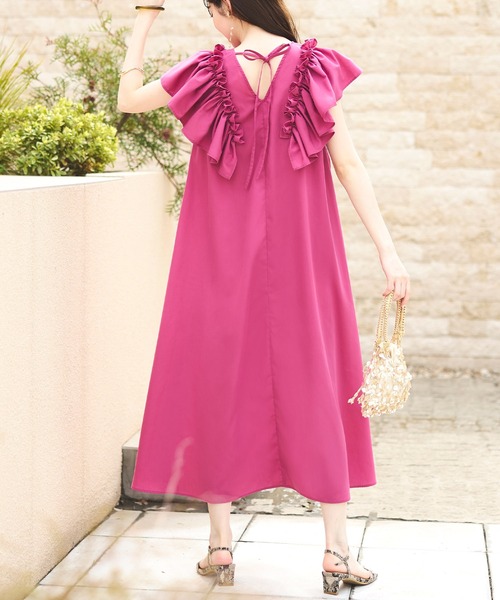 「RUIRUE BOUTIQUE」 半袖ワンピース L ベージュ レディース_画像3