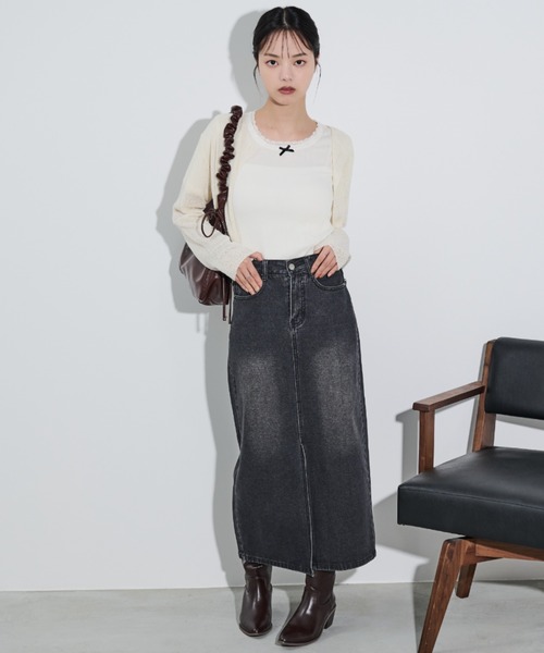 「paravion」 ニットカーディガン FREE ブラック レディース_画像8