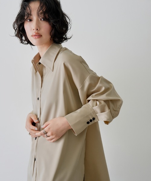 NOGLE ブラウス シャツ 「NOGLE/ノグル」サテンドレープオーバーシャツ