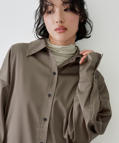 NOGLE ブラウス シャツ 「NOGLE/ノグル」サテンドレープオーバーシャツ