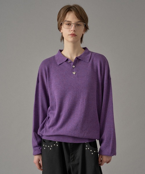 ONCILY（オンシェリー） ポロシャツ SILVER BUTTON HIGH GAUGE KNIT