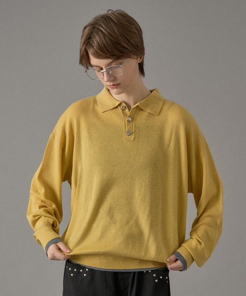ONCILY（オンシェリー） ポロシャツ SILVER BUTTON HIGH GAUGE KNIT