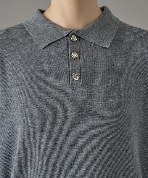 ONCILY（オンシェリー） ポロシャツ SILVER BUTTON HIGH GAUGE KNIT