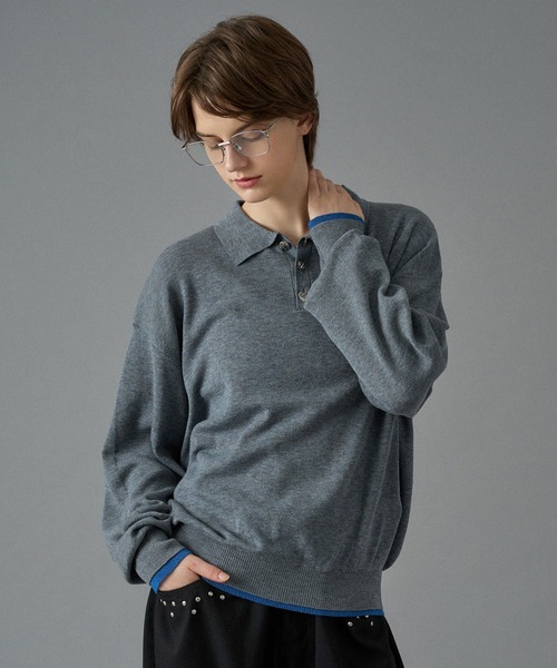 ONCILY（オンシェリー） ポロシャツ SILVER BUTTON HIGH GAUGE KNIT