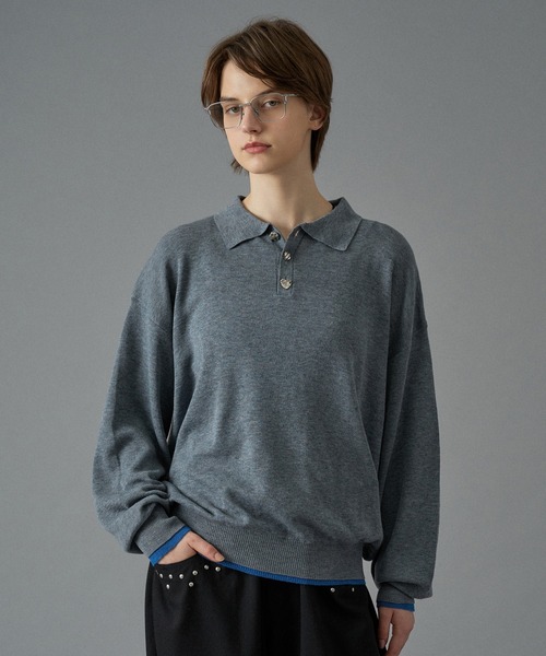 ONCILY（オンシェリー） ポロシャツ SILVER BUTTON HIGH GAUGE KNIT