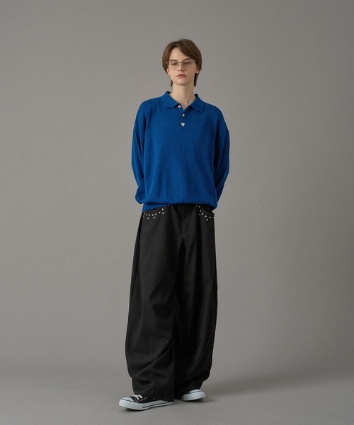 ONCILY（オンシェリー） ポロシャツ SILVER BUTTON HIGH GAUGE KNIT