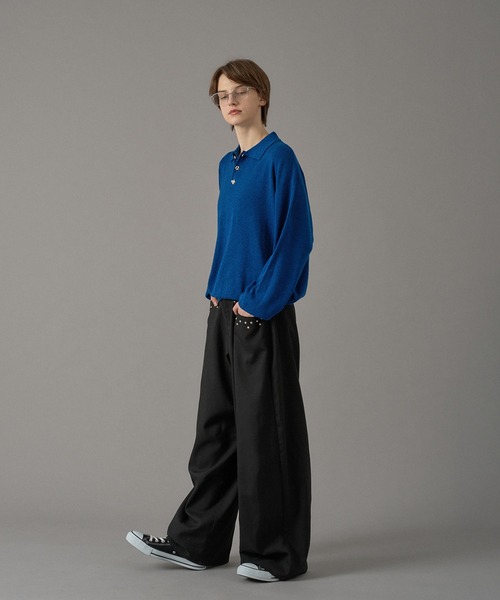ONCILY（オンシェリー） ポロシャツ SILVER BUTTON HIGH GAUGE KNIT