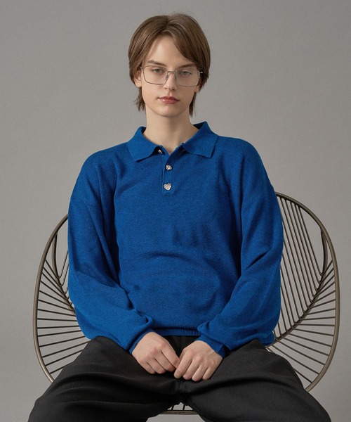 ONCILY（オンシェリー） ポロシャツ SILVER BUTTON HIGH GAUGE KNIT