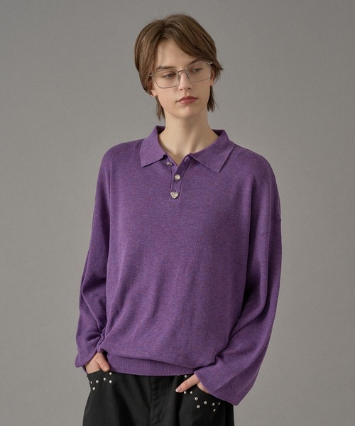 ONCILY（オンシェリー） ポロシャツ SILVER BUTTON HIGH GAUGE KNIT