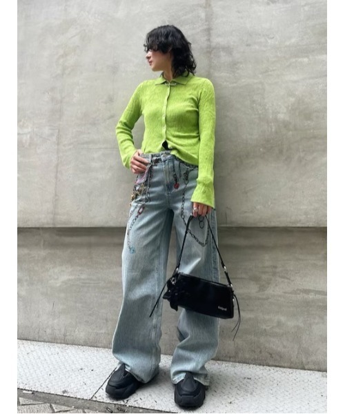 極美品♡デシグアル　コリーナストラーダ　デニム　パンツ　ワイド　ビジュー　個性的 Desigual（デシグアル） ワイドパンツ ジーンズ デニム デニムパンツ