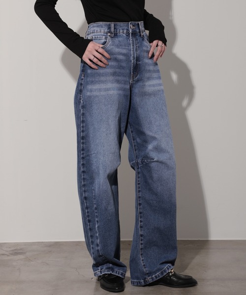 ジーンズ デニム デニムパンツ デニムカーブラインパンツ レディース