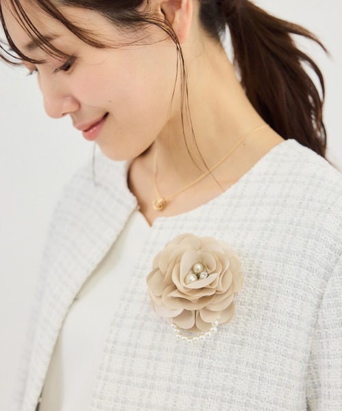 ROPE' PICNIC（ロペ ピクニック） ブローチ 入学式 パール×サテン