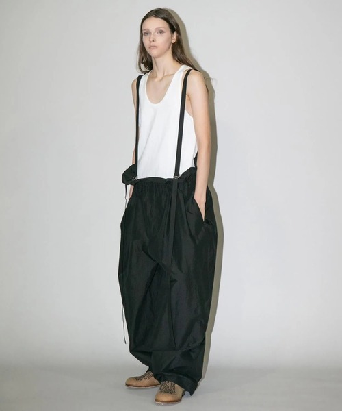 パンツ 「my beautiful landlet」 COTTON×RECYCLED NYLON WIDE SUSPENDER PANTS