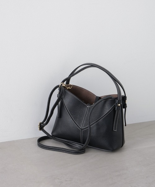 ショルダーバッグ バッグ AULENTTI/レザーステッチショルダーバッグ レディースの画像