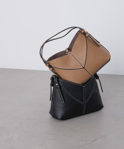 ショルダーバッグ バッグ AULENTTI/レザーステッチショルダーバッグ レディースの画像