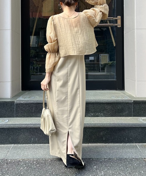 【完売品・新品未使用】カプリシュレマージュ ワンピース ベージュ 結婚式 二次会 CAPRICIEUX LE'MAGE（カプリシューレマージュ） コンビワンピース S