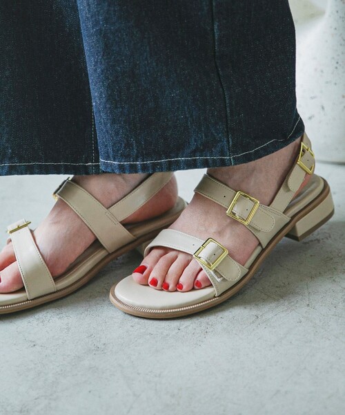  新品ストラップベルトサンダル quaranciel サンダル quaranciel: 2ストラップ ベルト サンダル