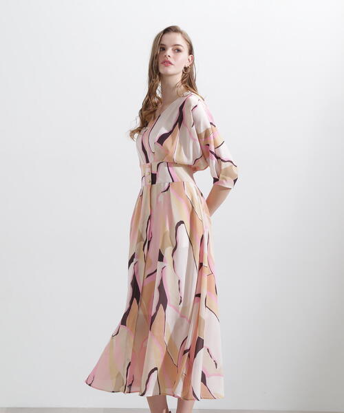 「PINKY&DIANNE」 7分袖ワンピース 38 グリーン系その他 レディース_画像5