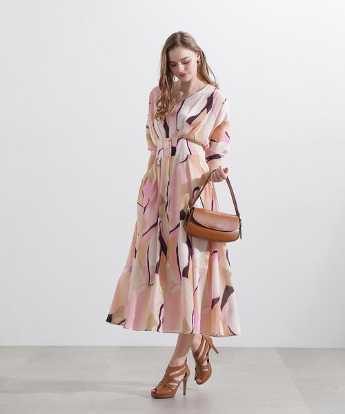 「PINKY&DIANNE」 7分袖ワンピース 38 グリーン系その他 レディース_画像8