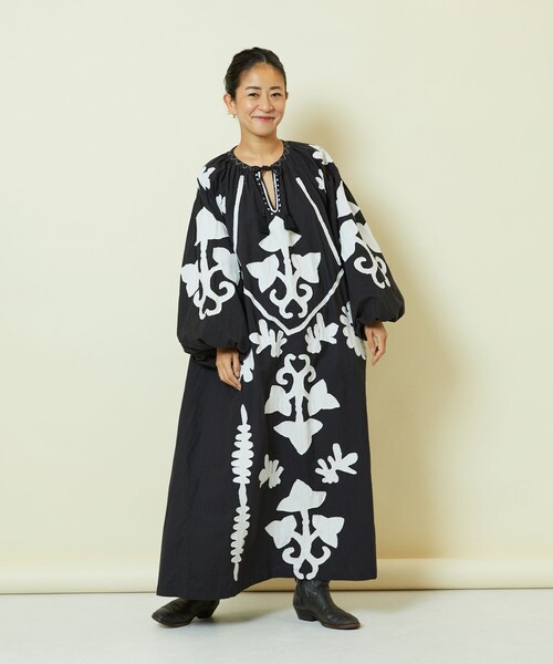 「Freada」 長袖ワンピース ONE SIZE ブラック レディース_画像6