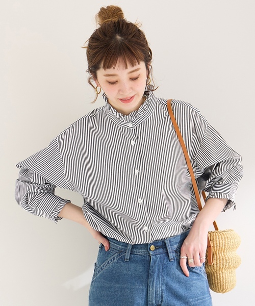 「B.C STOCK」 「Simplicite」長袖ブラウス FREE ブラック レディース_画像6