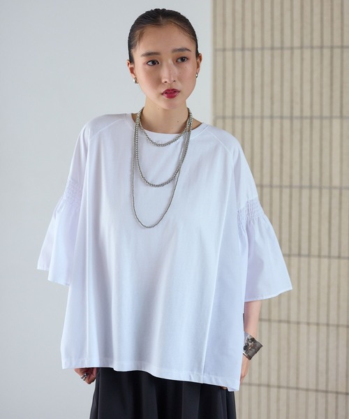LEPSIM（レプシィム） tシャツ 半袖 異素材フリルBIGT 242843