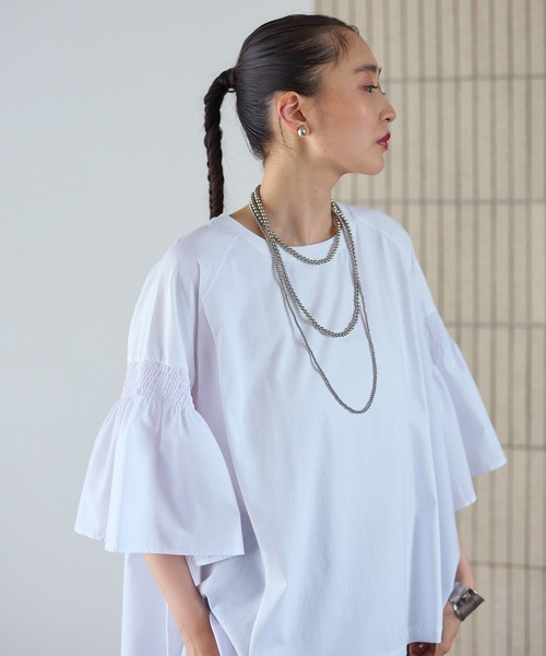 LEPSIM（レプシィム） tシャツ 半袖 異素材フリルBIGT 242843