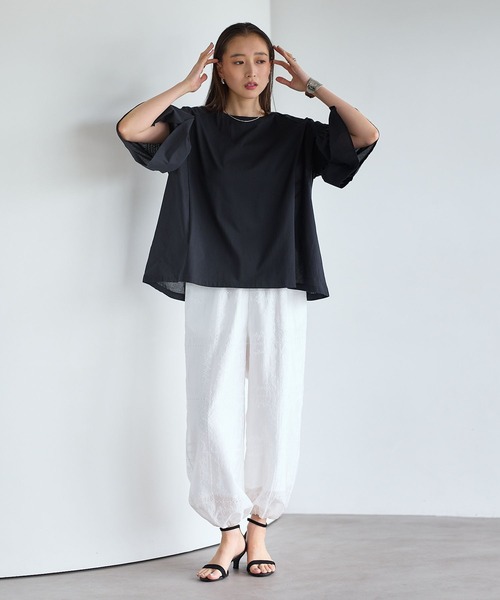 LEPSIM（レプシィム） tシャツ 半袖 異素材フリルBIGT 242843