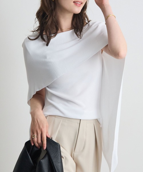 tシャツ 半袖 着るだけで体型カバー。前後2WAYケープトップス / きれいめフレアトップス レディース | Futier Land | 08