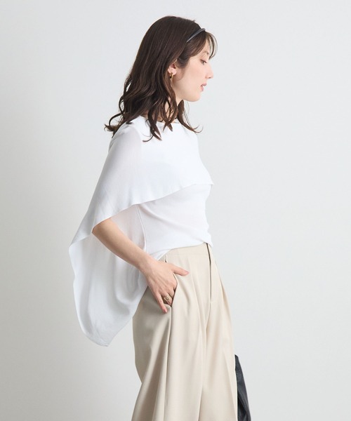 tシャツ 半袖 着るだけで体型カバー。前後2WAYケープトップス / きれいめフレアトップス レディース | Futier Land | 11